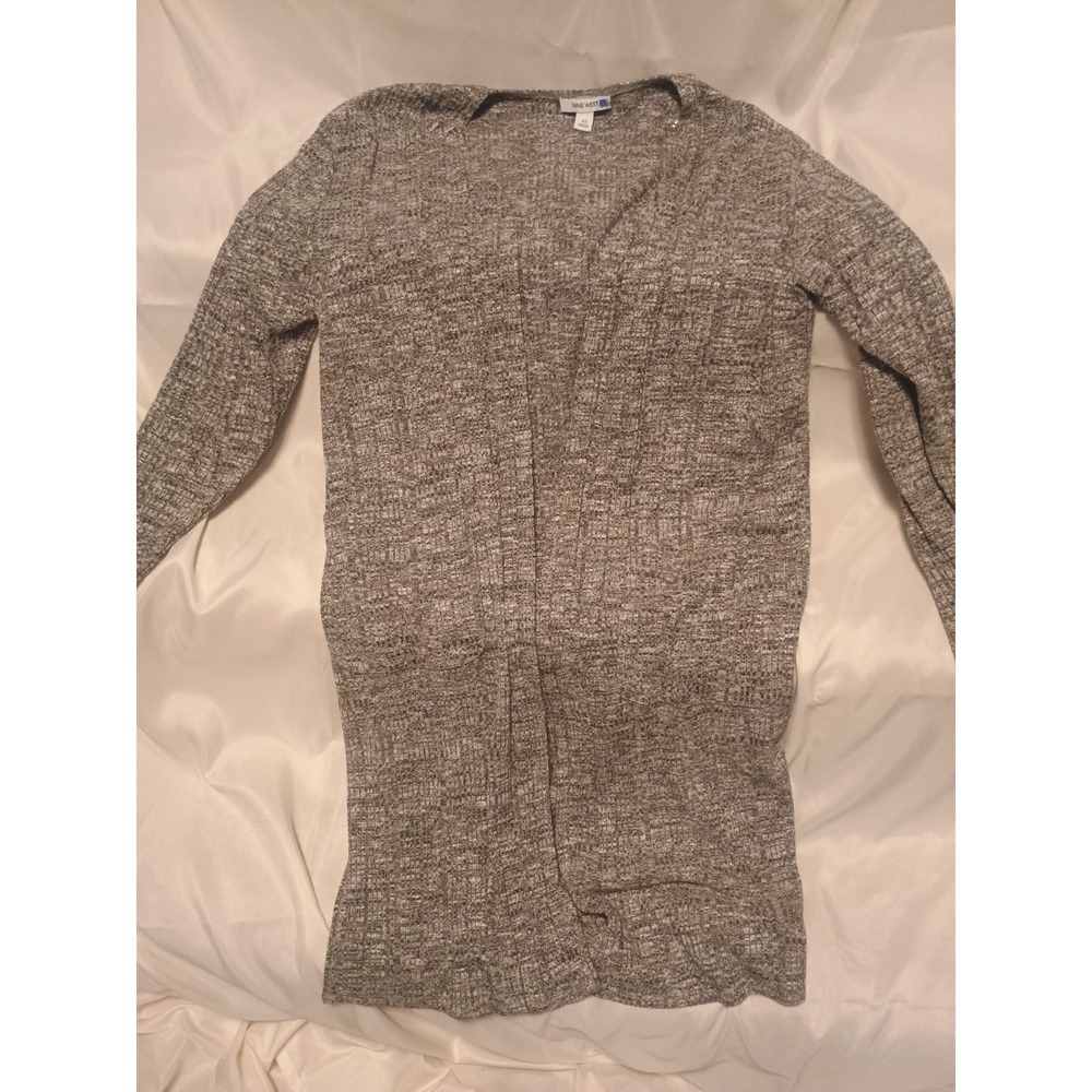 Nine West Women's Open Front Knit Cardigan Sweater Charcoal Gray Size XS New